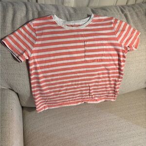 CrewCuts Coral and White Striped Kids Tee